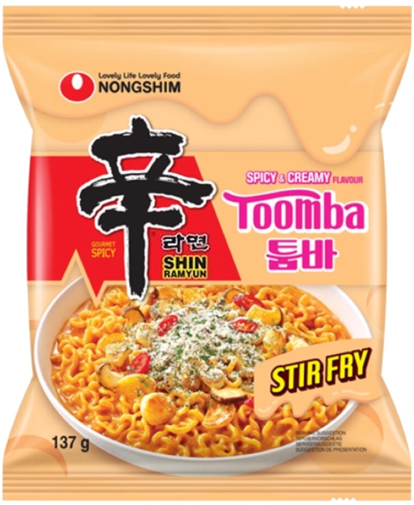 Koreański Błyskawiczny Makaron Instant Shin Ramyun Stir Fry Spicy Creamy Toomba 137g NONG SHIM
